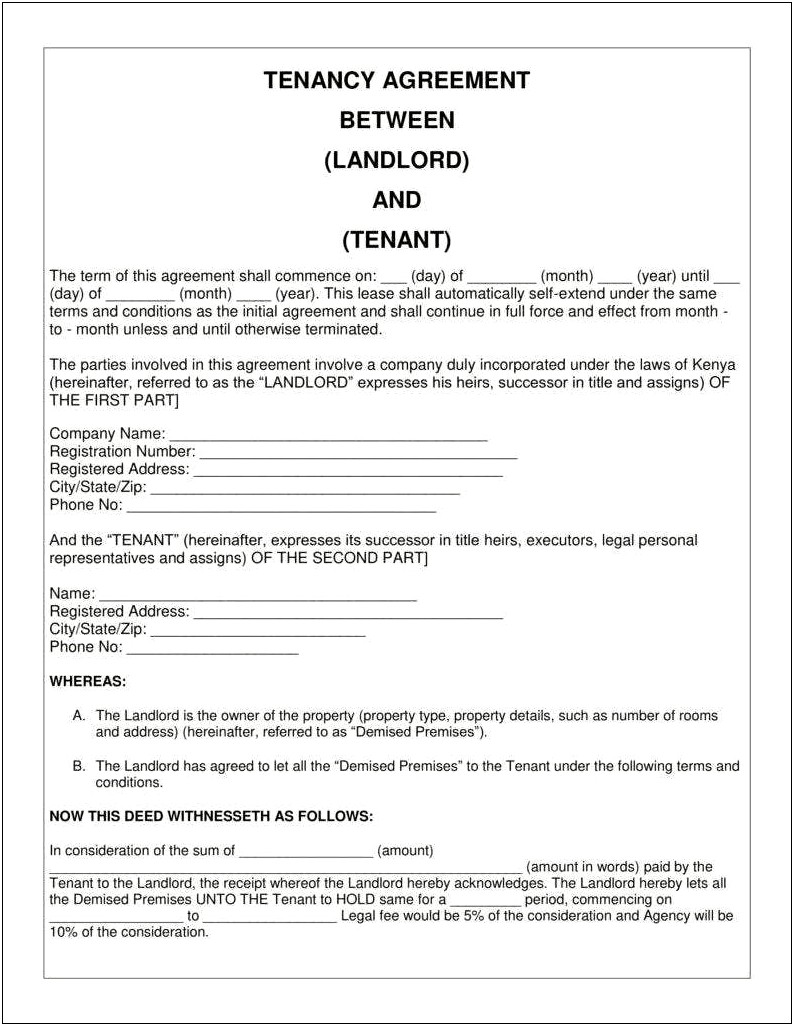 Free Private Landlord Tenancy Agreement Template