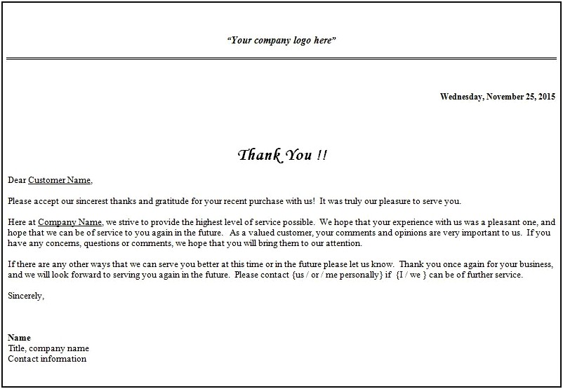 Free Professional Thank You Letter Templates