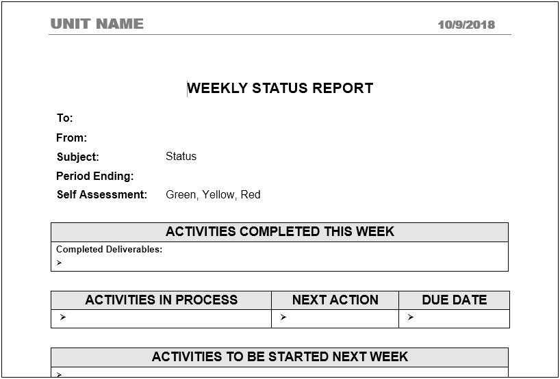 Free Project Status Report Template Word