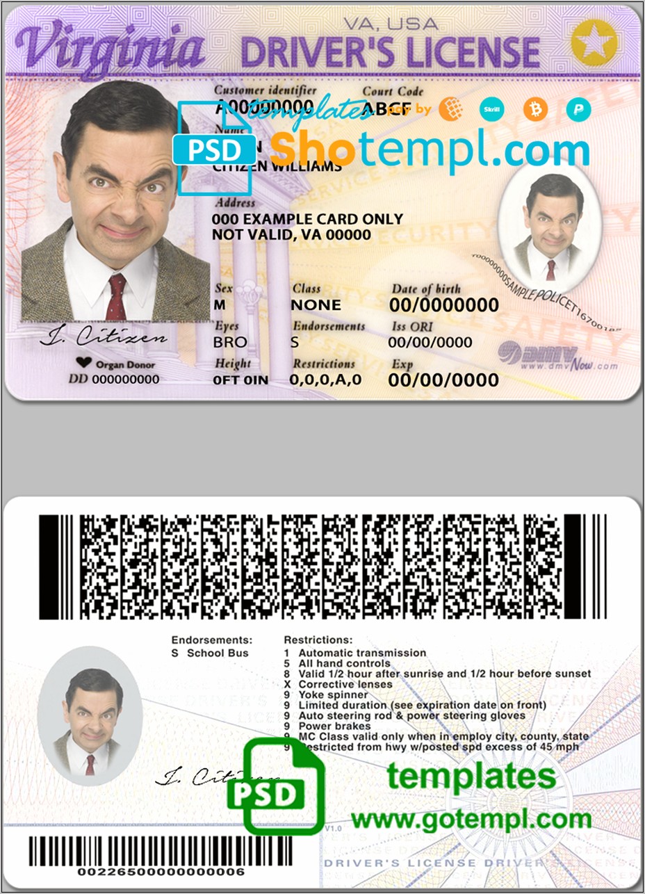 Free Psd Usa Drivers License Templates