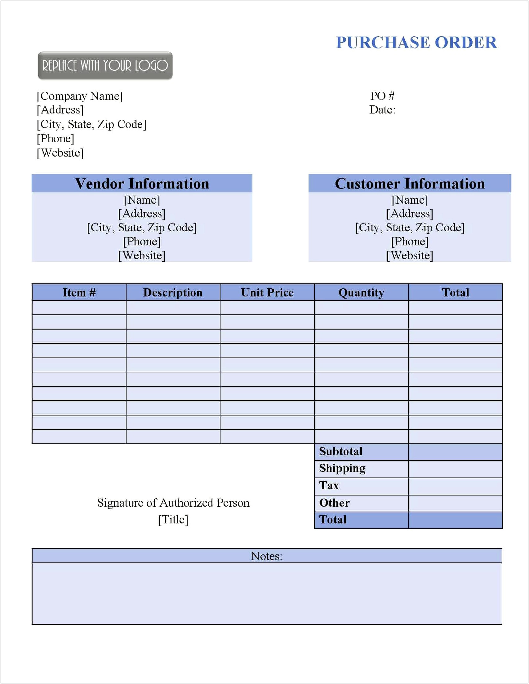 Free Purchase Order Template Microsoft Word