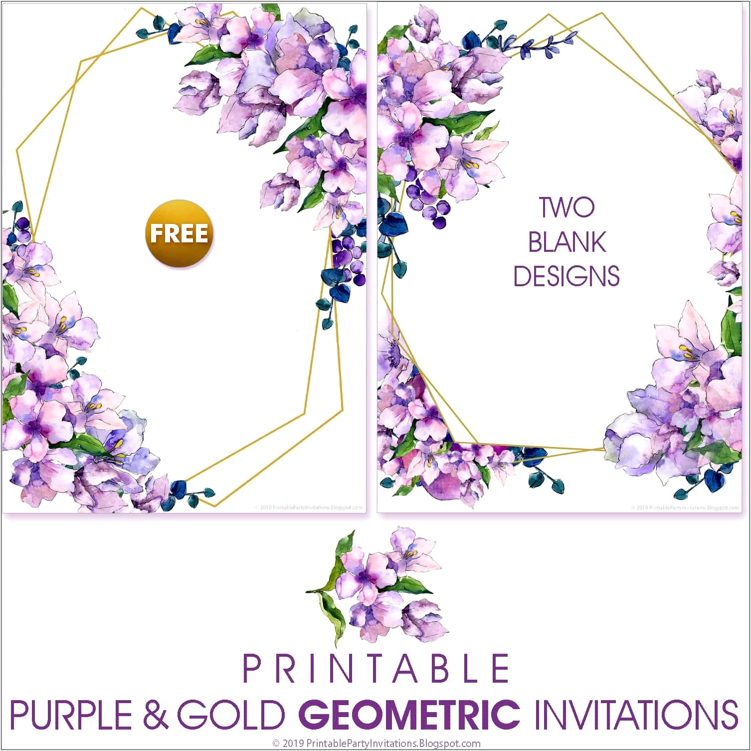 Free Purple And Gold Invitation Templates