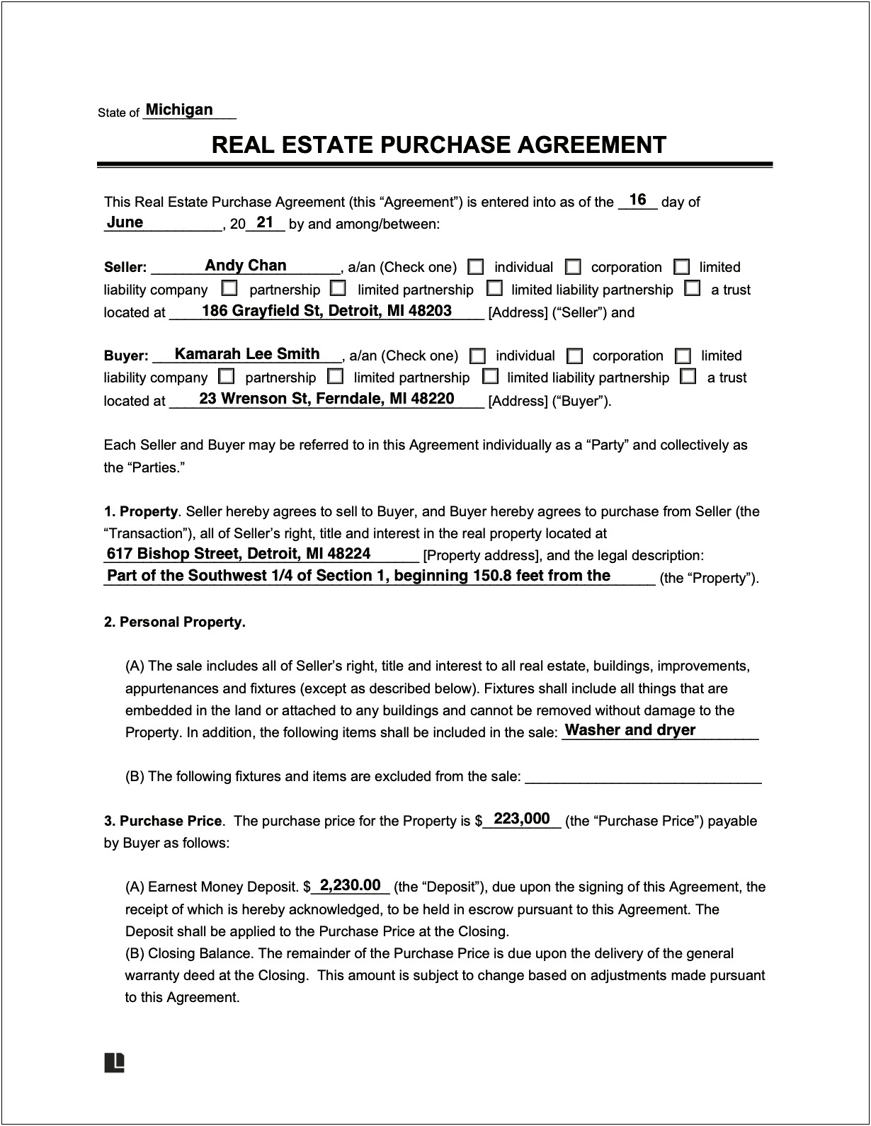 Free Real Estate Purchase Offer Template