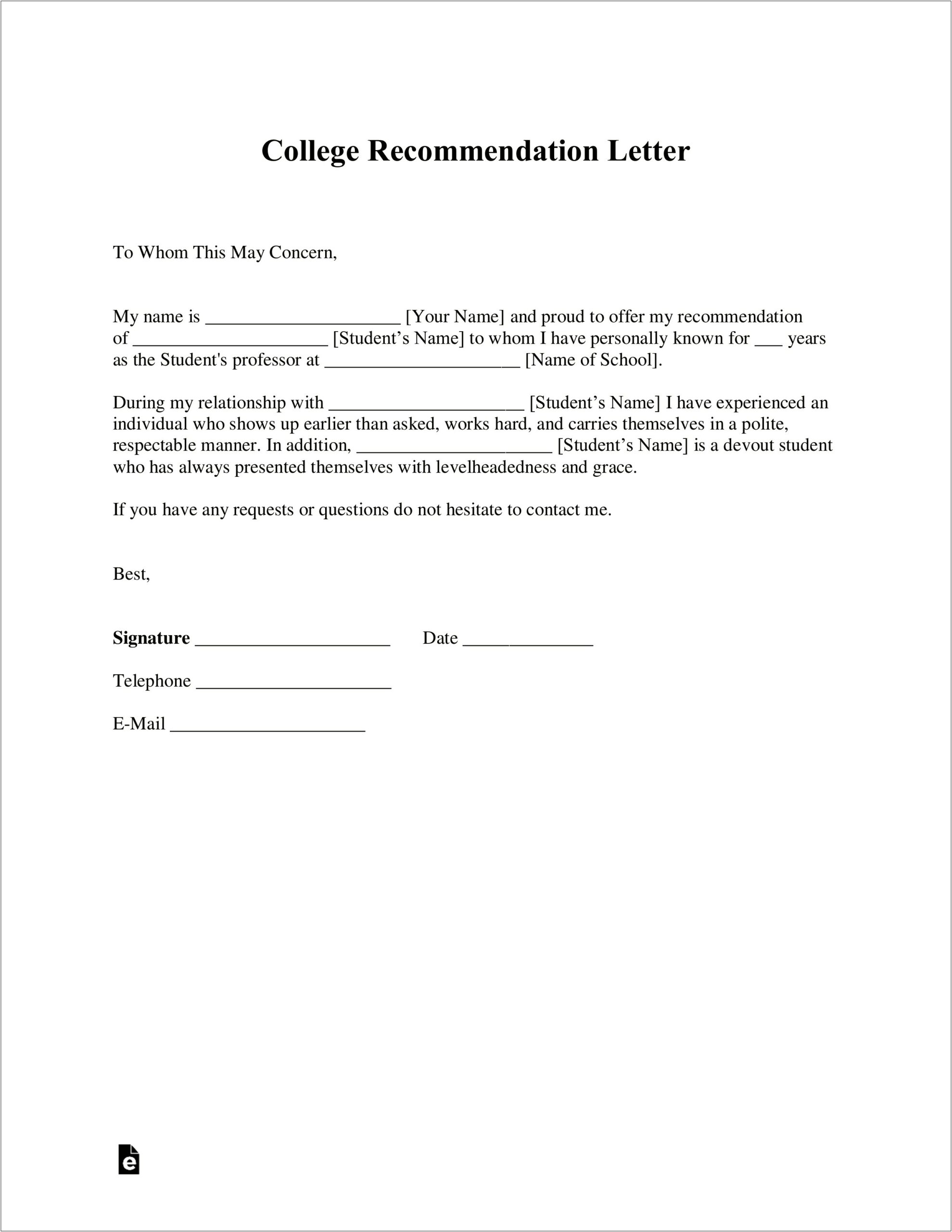 Free Reference Letter Template For Employment