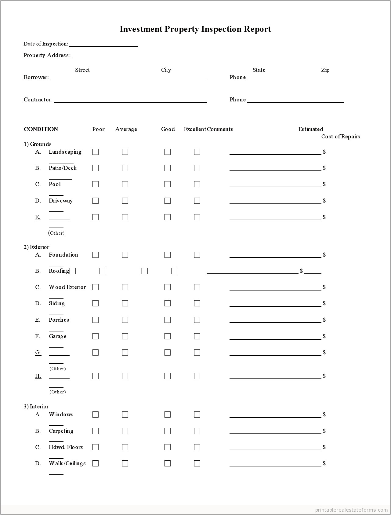 Free Rental Property Condition Report Template