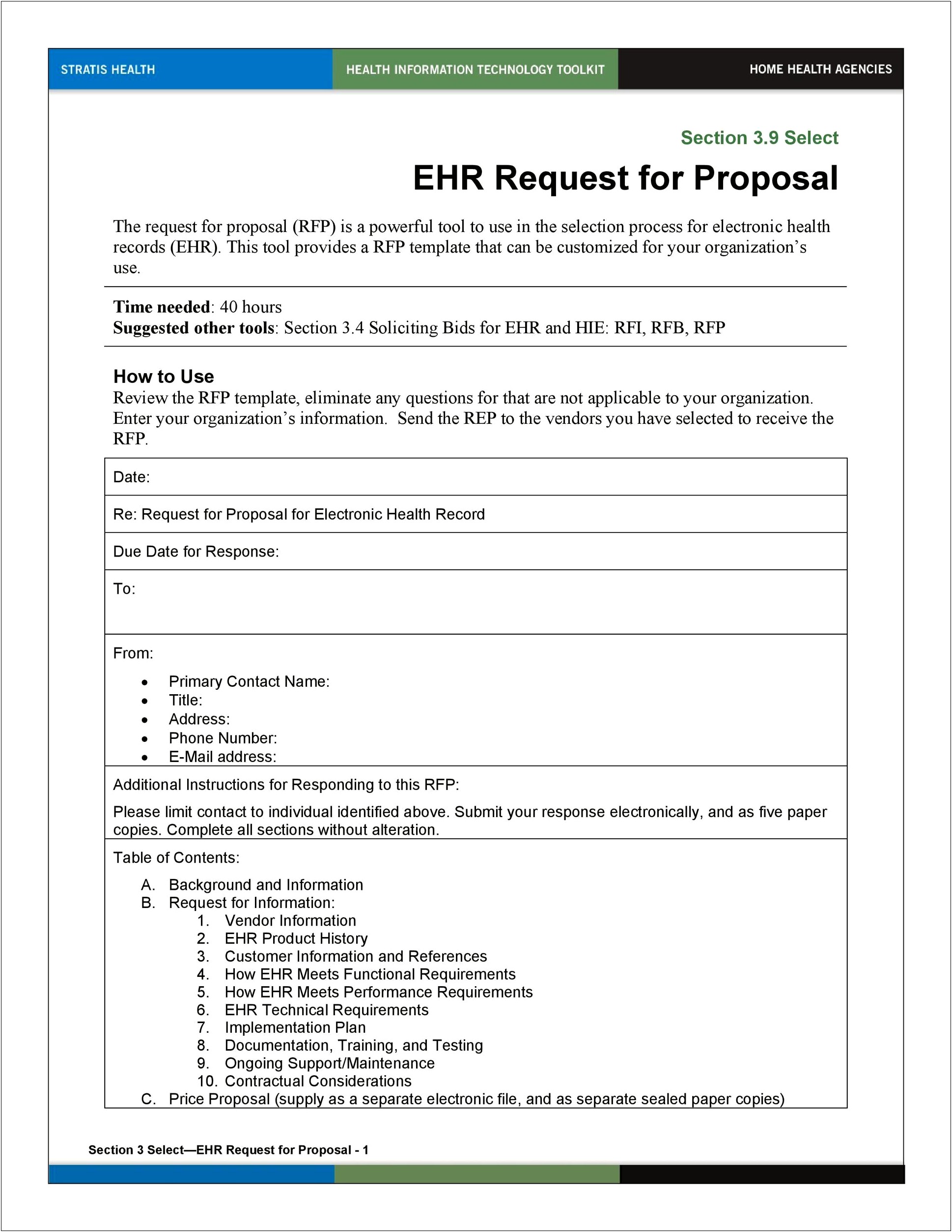 Free Request For Proposal Template Word