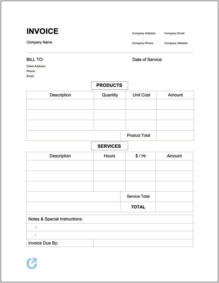 Free Sample Invoice Template For Services