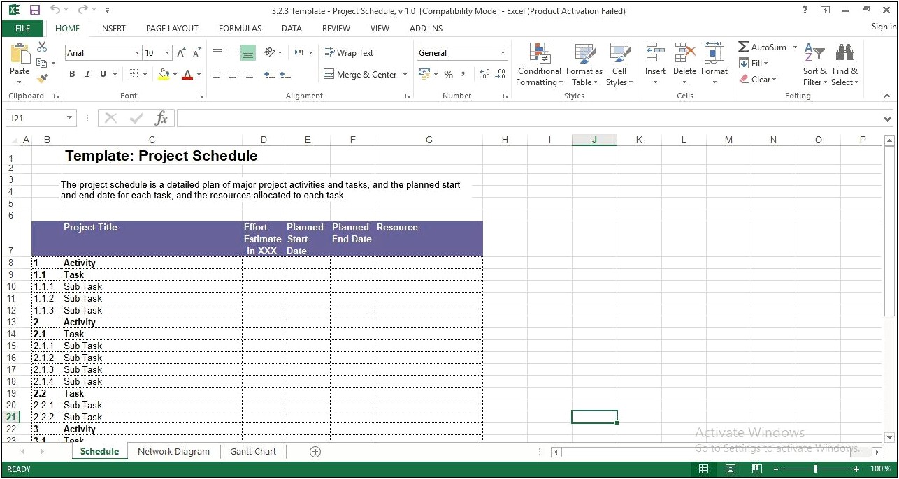 Free Sample Project Plan Template Excel