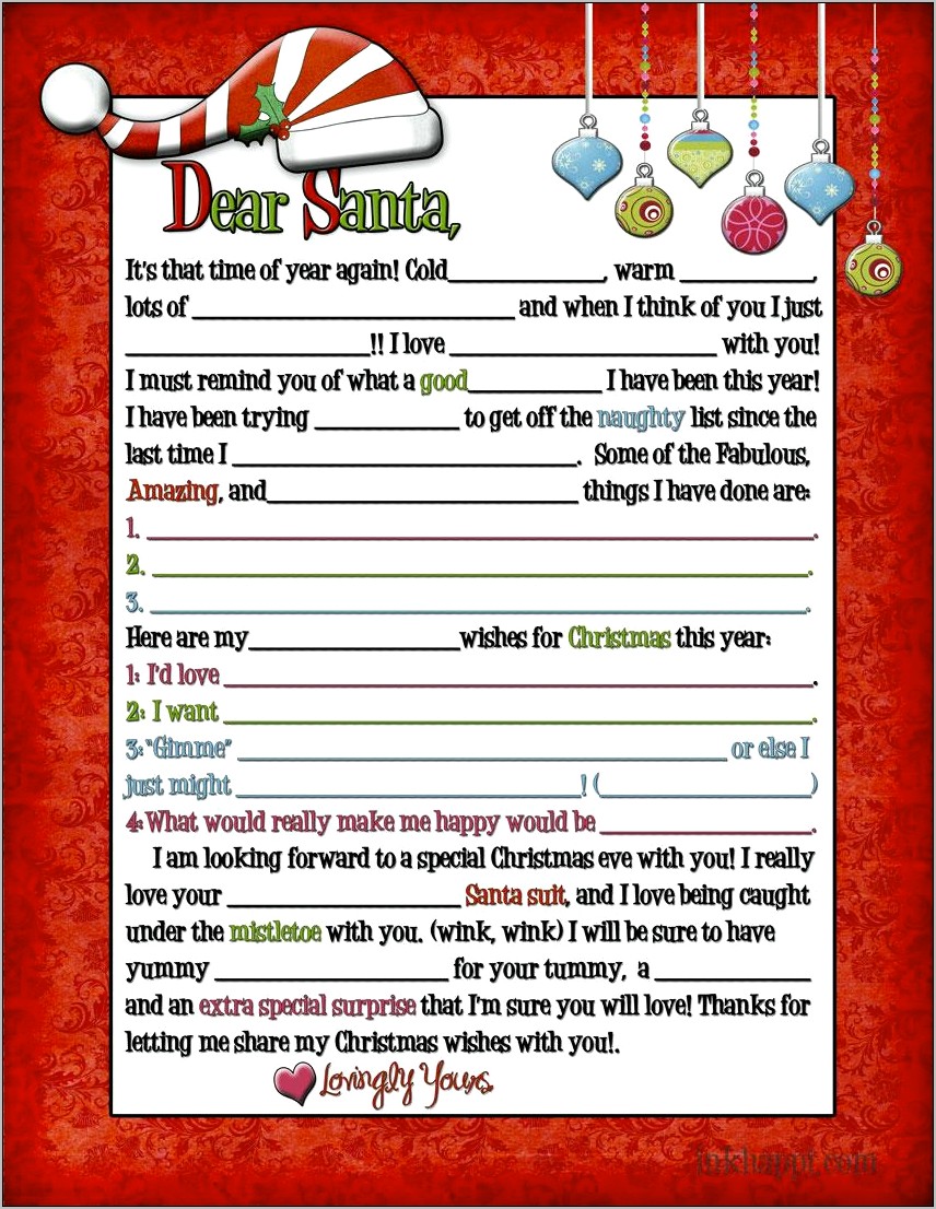 Free Santa Naughty List Letter Template