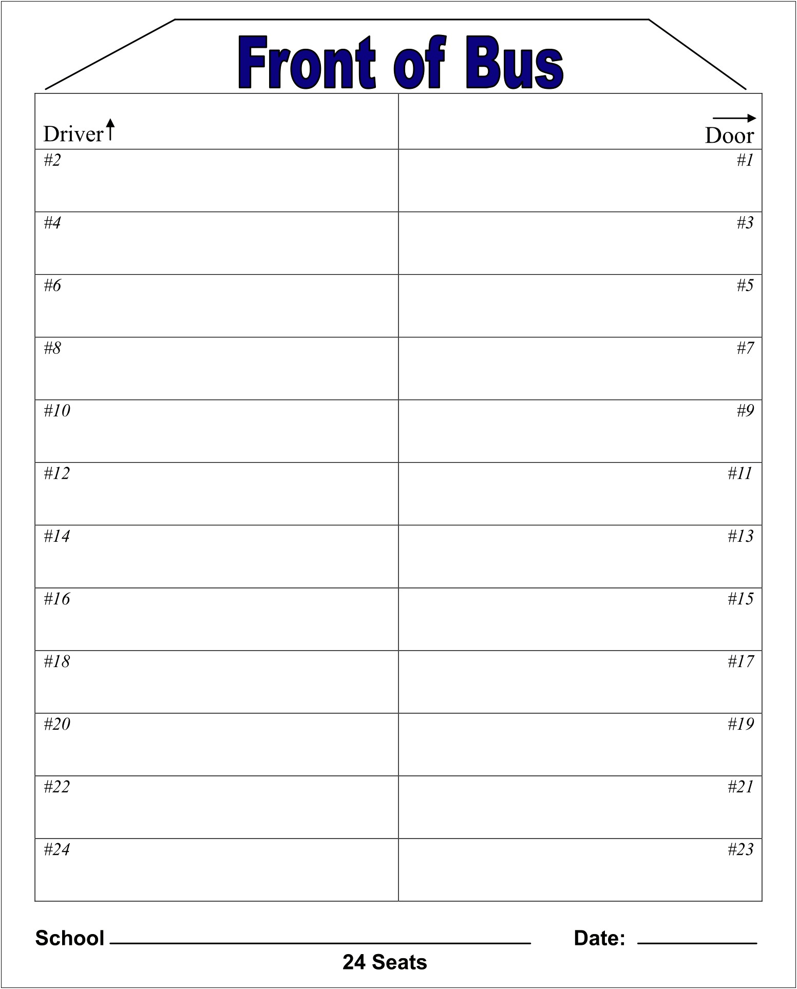 Free School Bus Seating Chart Template