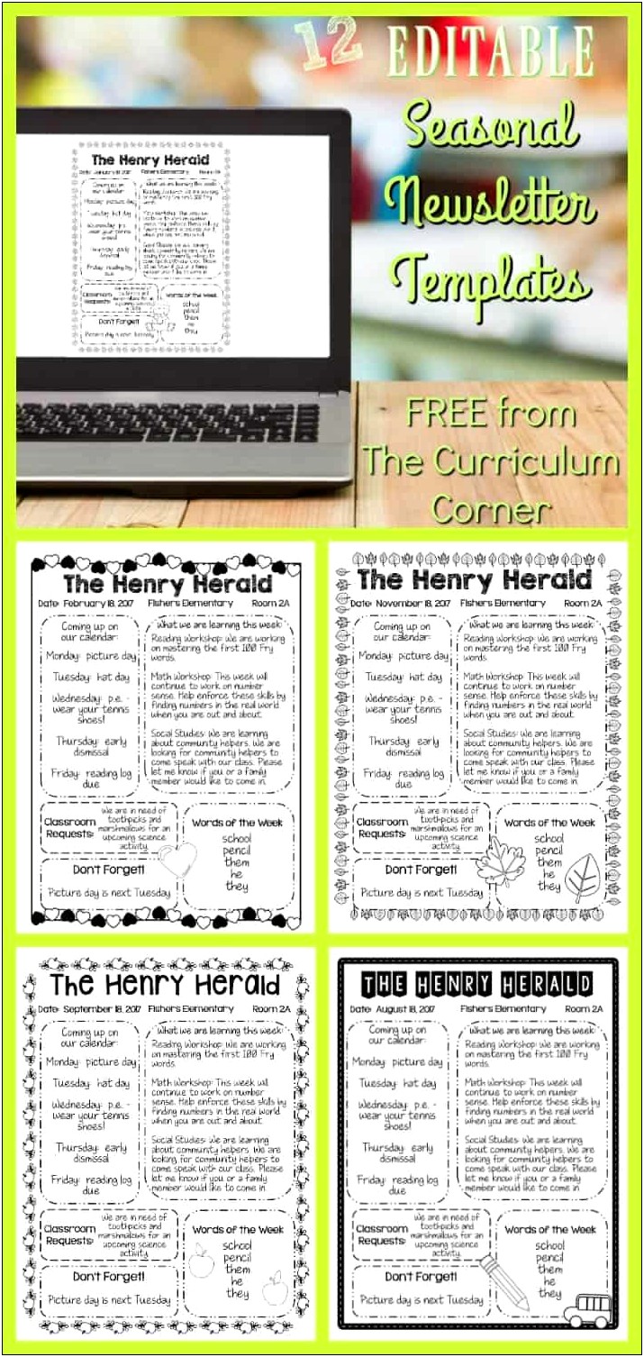 Free School Newsletter Templates For Teachers