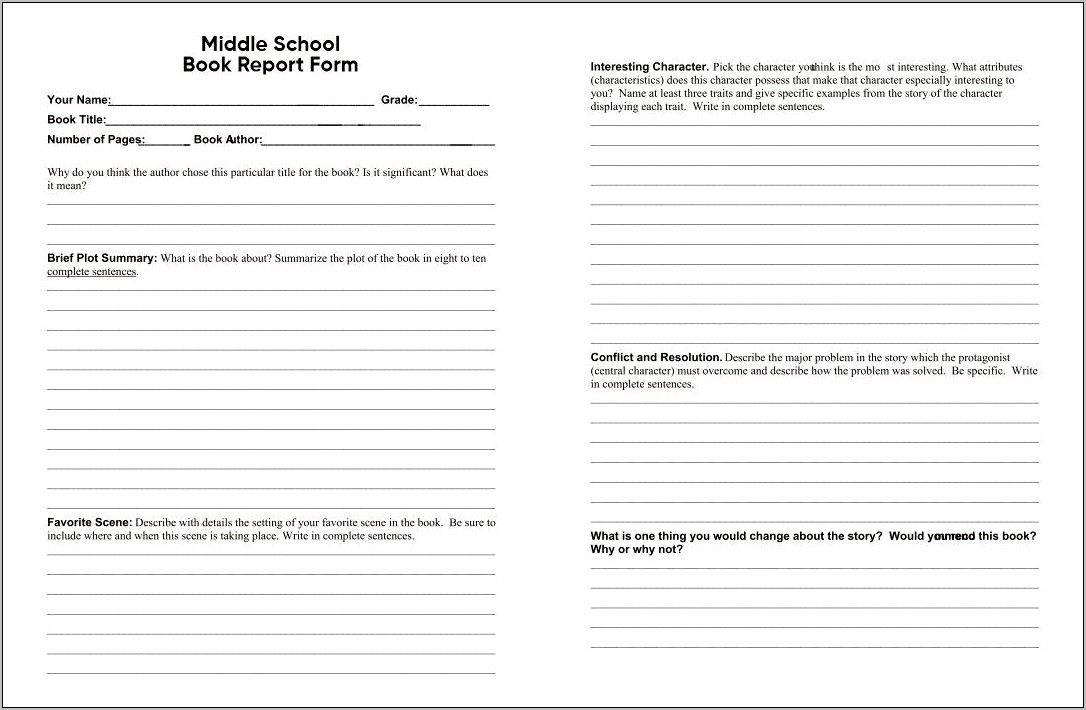 Free Second Grade Book Report Template