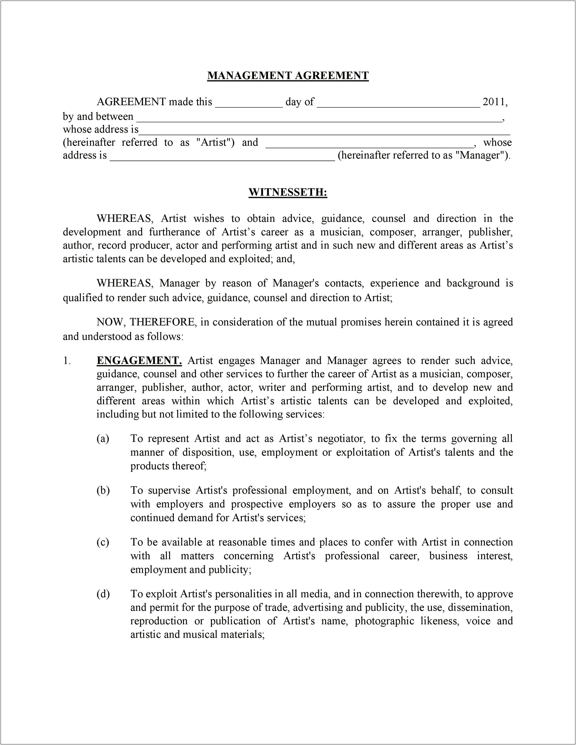 Free Social Media Management Contract Template