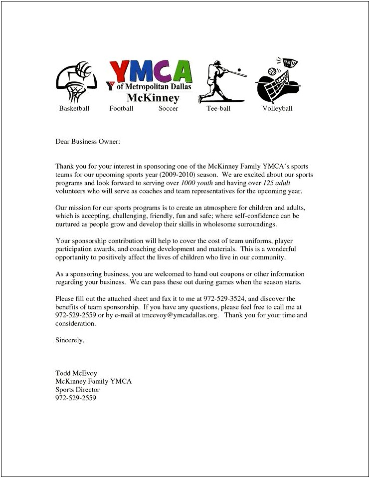 Free Sponsorship Letter Template For Sports
