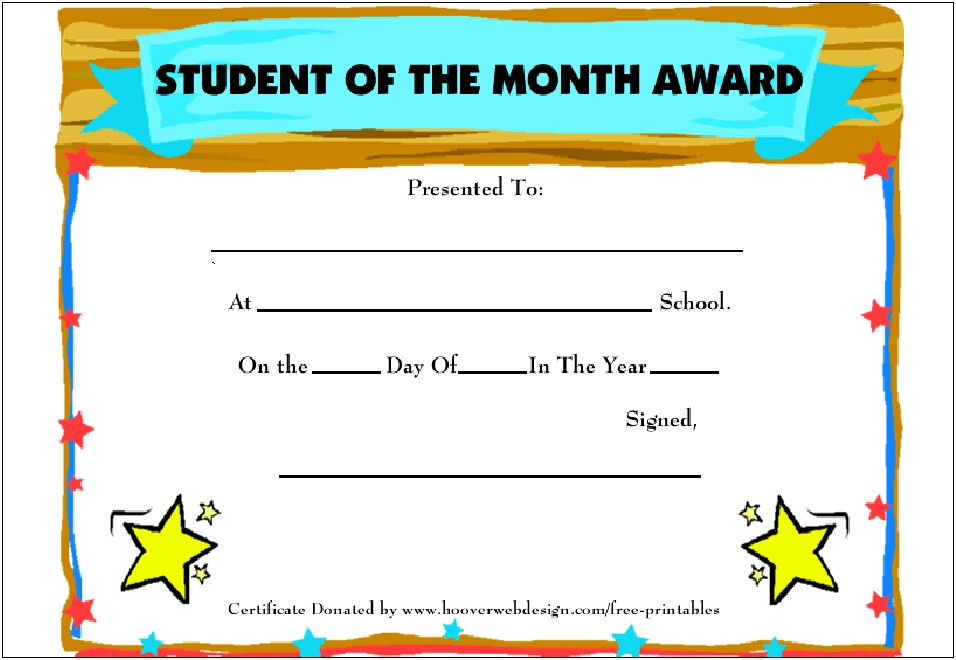 Free Student Of The Month Template
