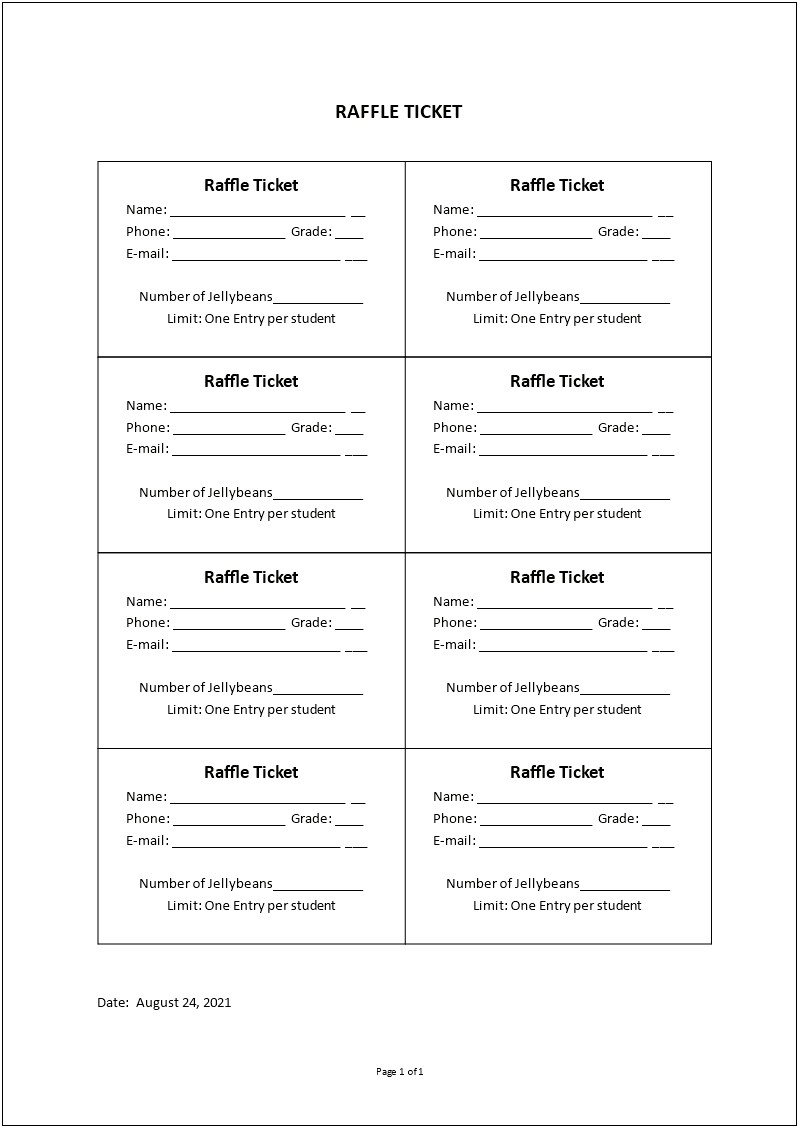 Free Template For Making Raffle Tickets