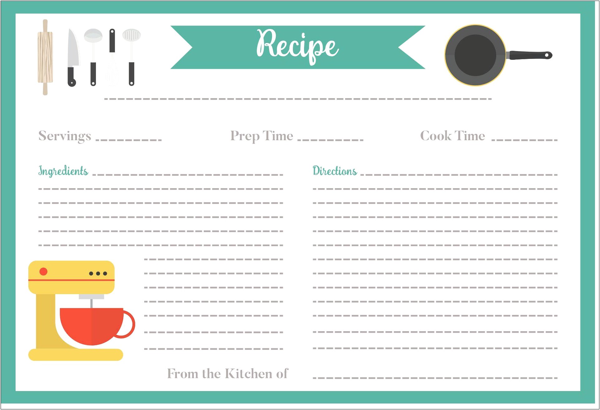 Free Template For Recipe Cards 4x6