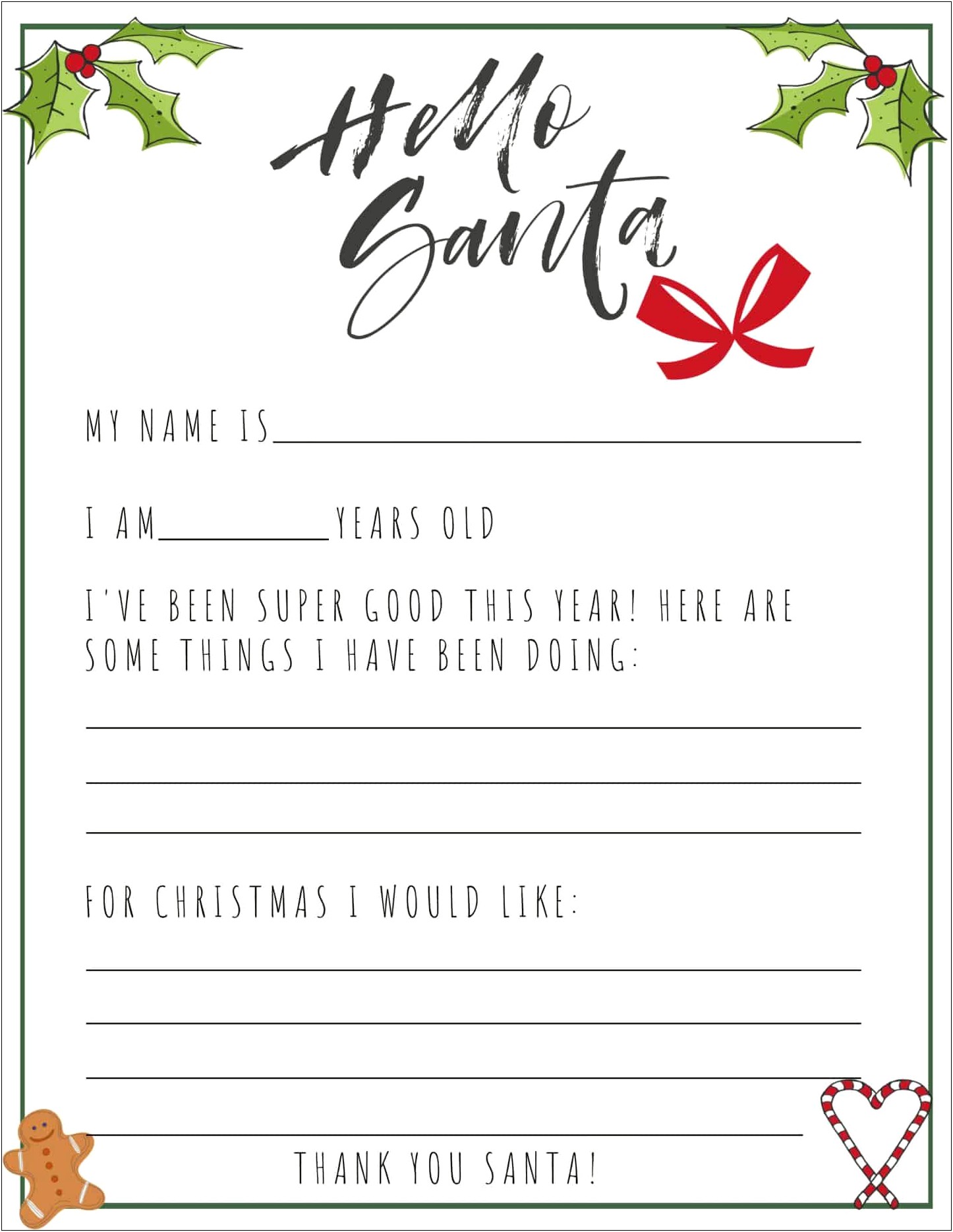 Free Template Letter From Santa Downloads