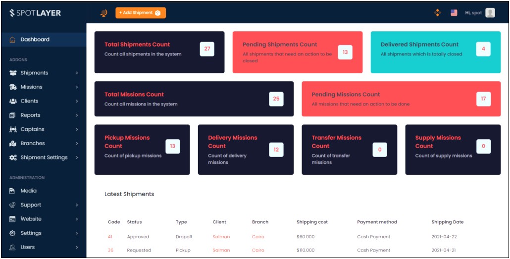 Free Templates For Courier Management System