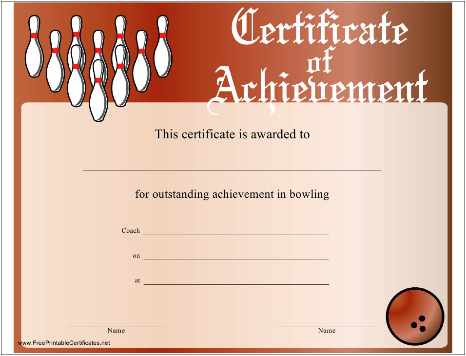 Free Ten Pin Bowling Certificate Templates