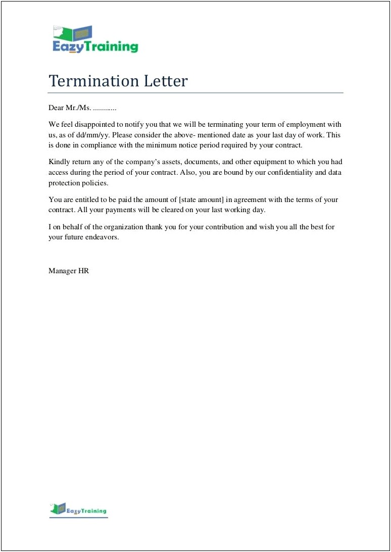 Free Termination Letter Templates For Employee