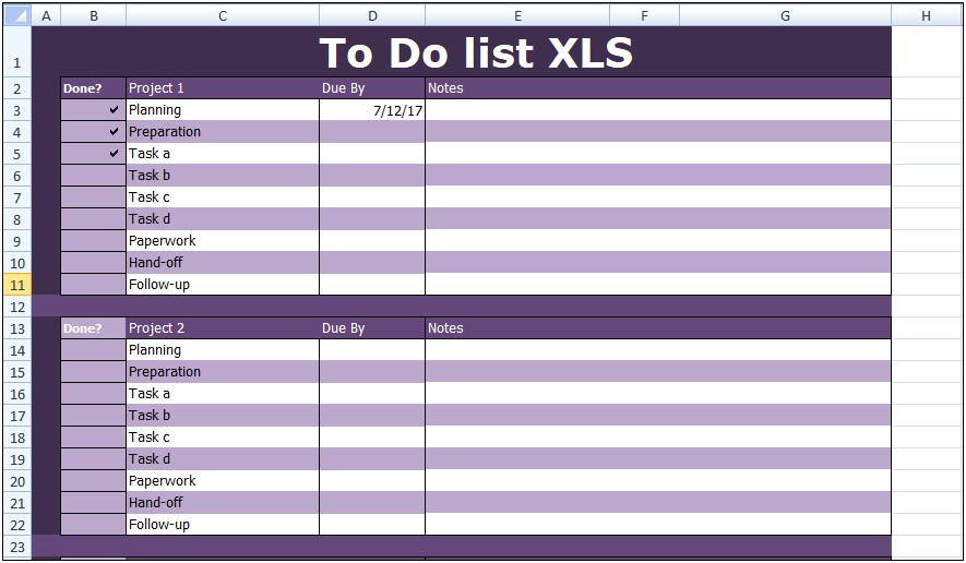 Free To Do List Template Excel