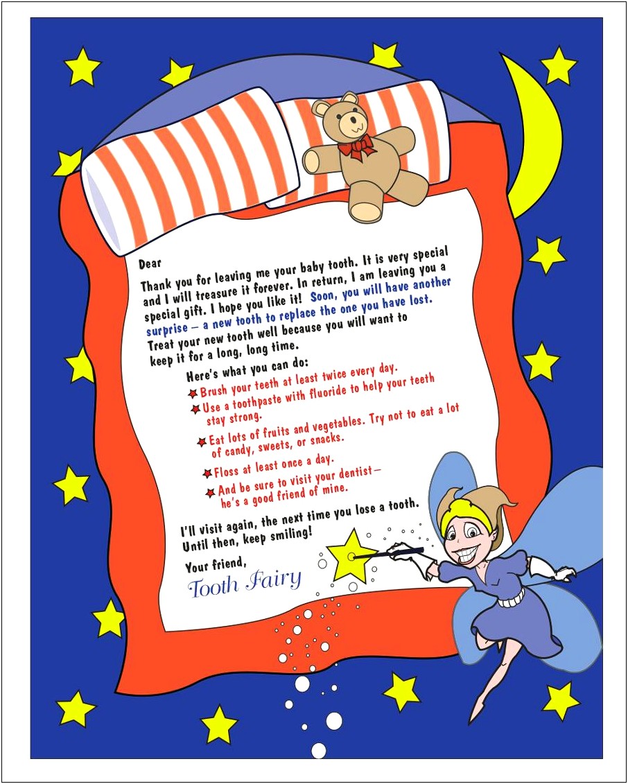 Free Tooth Fairy Letter Template Download