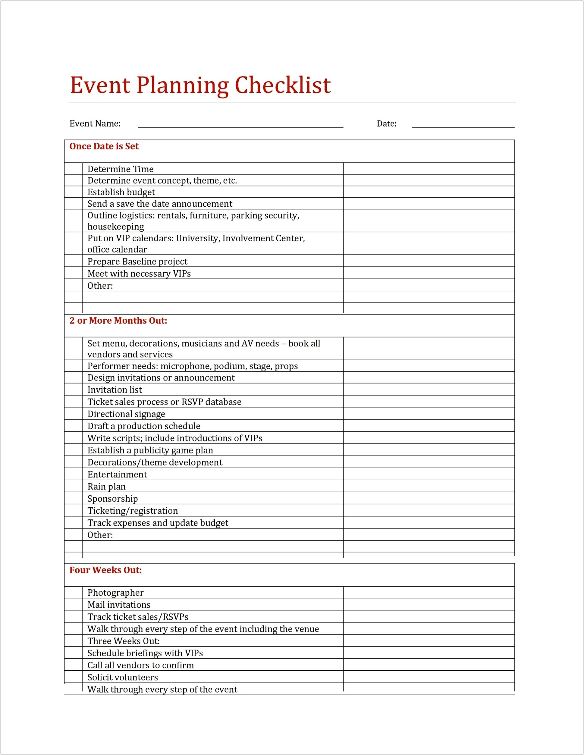 Free Trade Show Checklist Template Excel