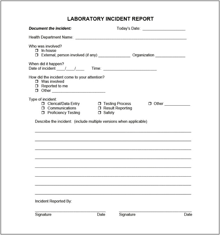 Free Vehicle Accident Report Form Template