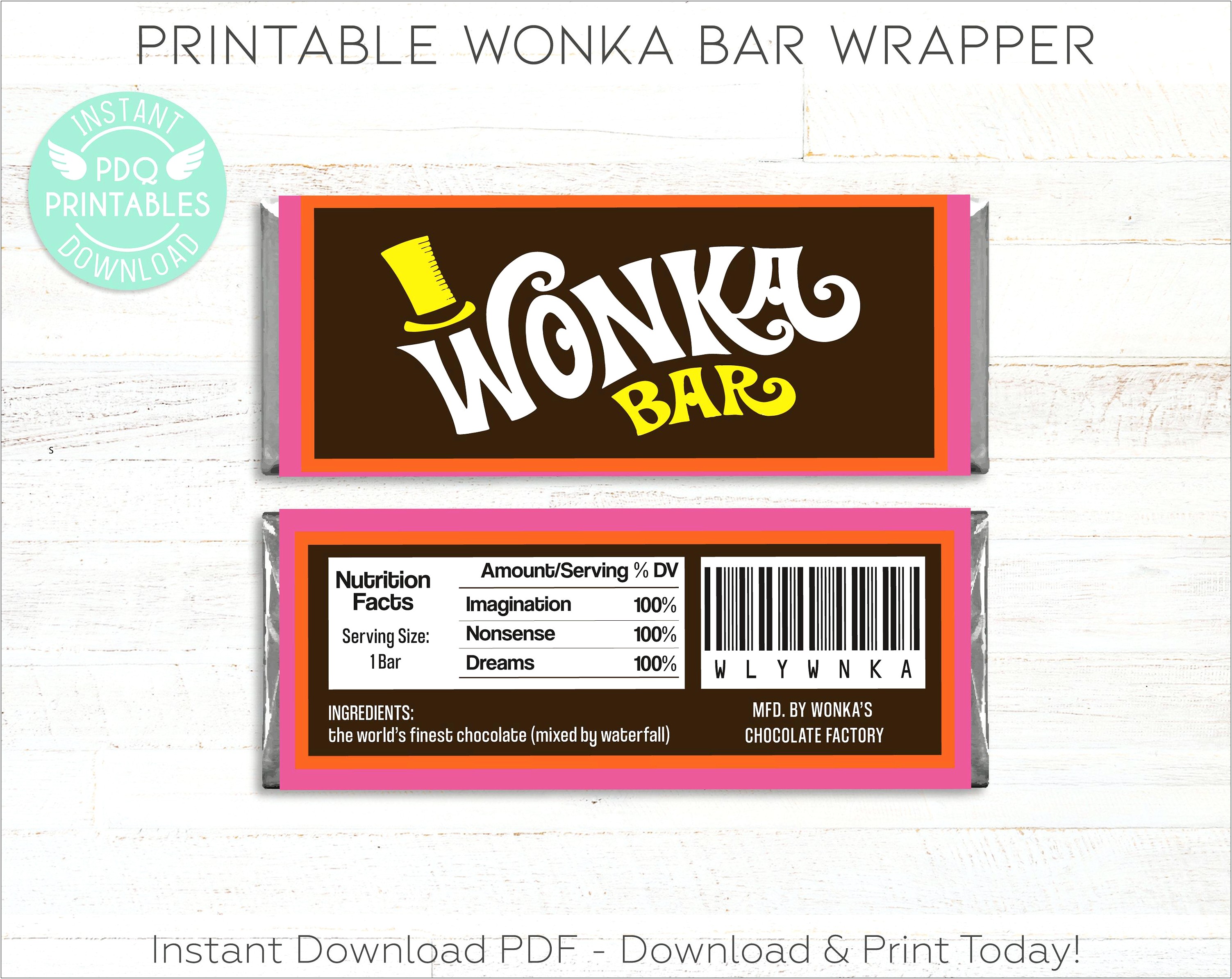 Free Wonka Chocolate Bar Wrapper Template