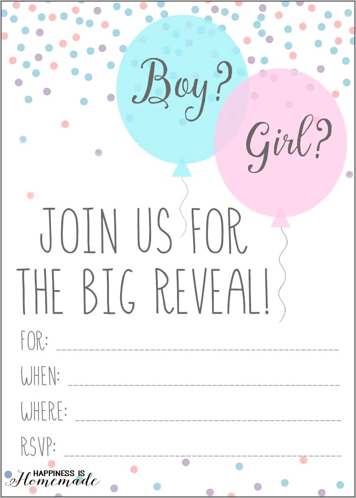 Gender Reveal Party Invitations Free Template