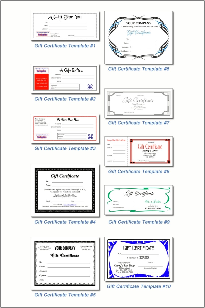 Golf Gift Certificate Template Free Download