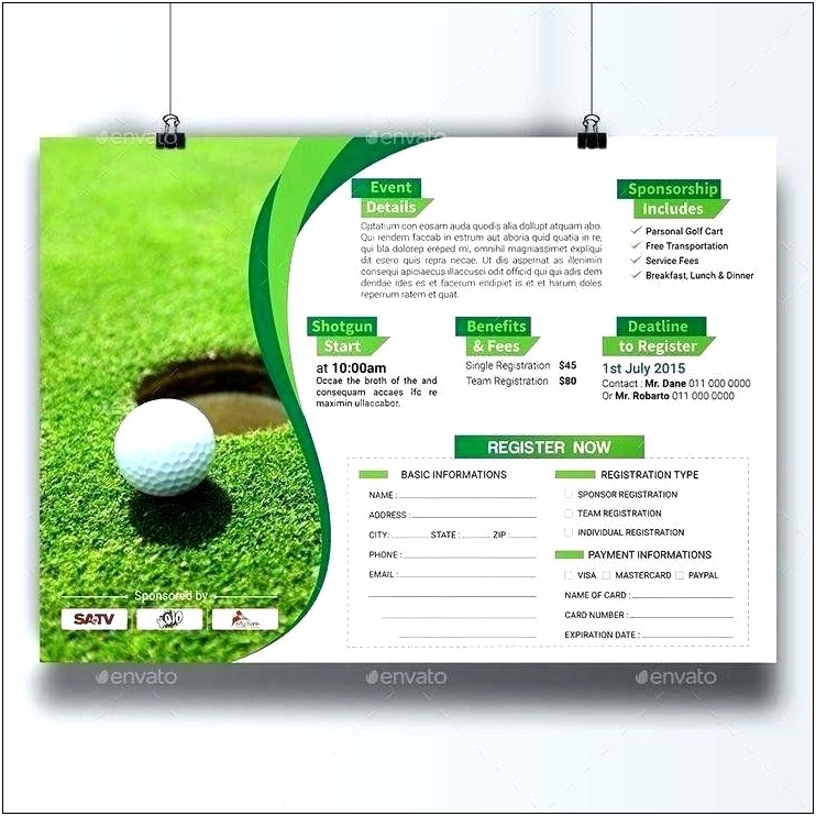 Golf Tournament Entry Form Template Free