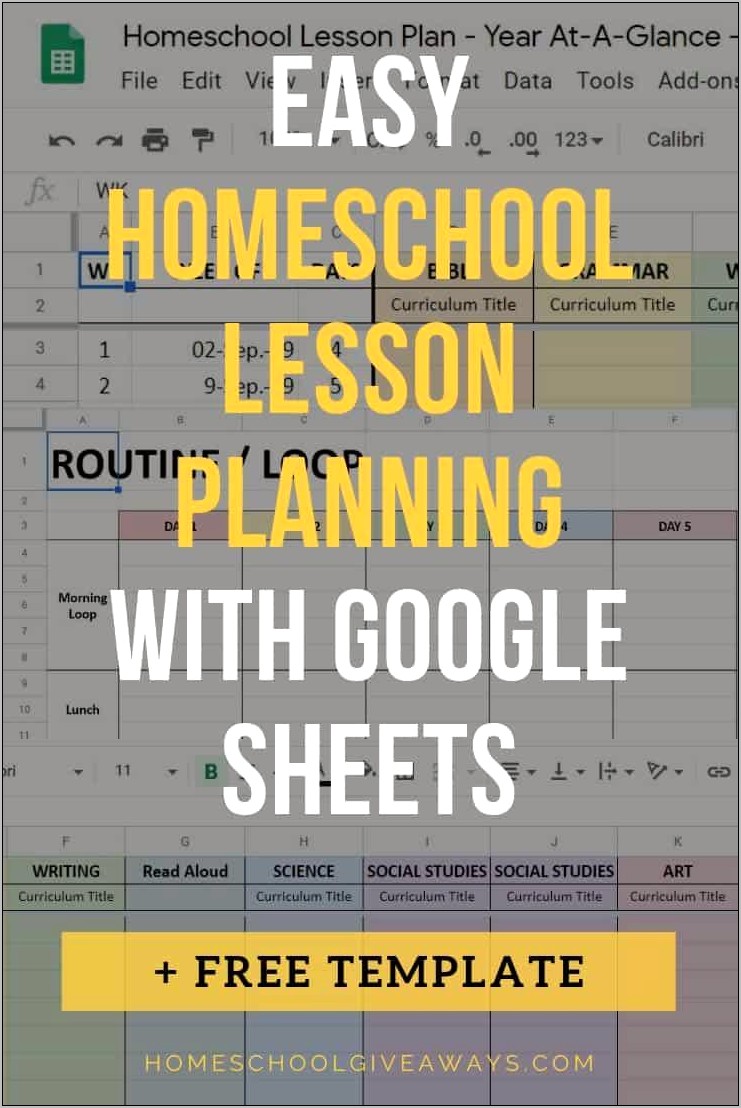 Google Sheets Lesson Plan Template Free