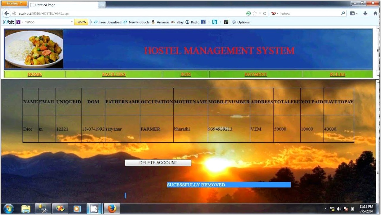 Hostel Management System Template Free Download