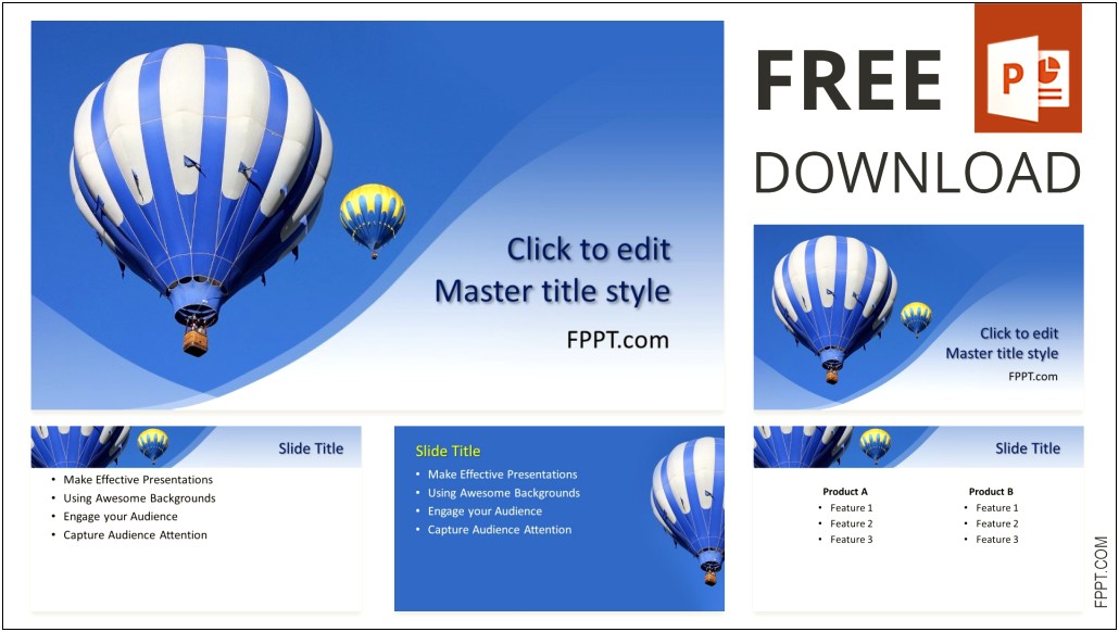 Hot Air Balloon Powerpoint Template Free