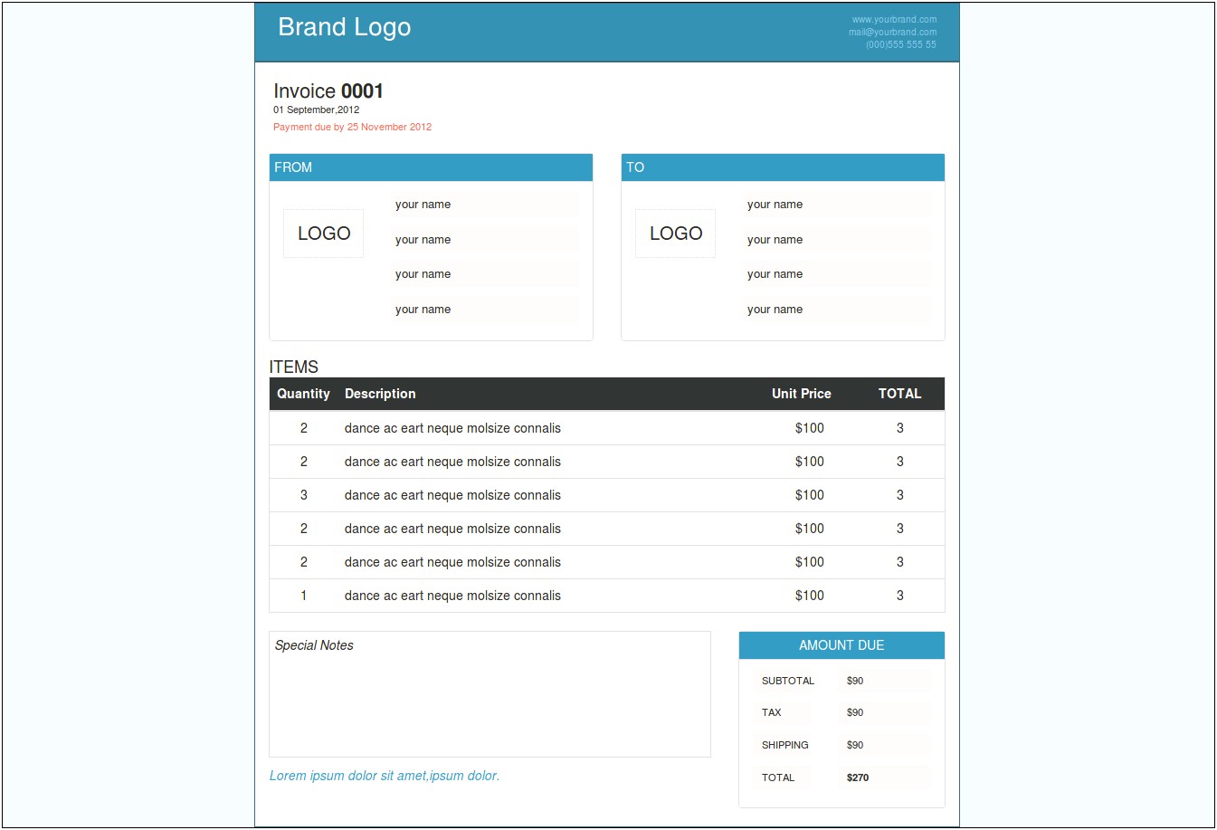 Html Css Invoice Template Free Download