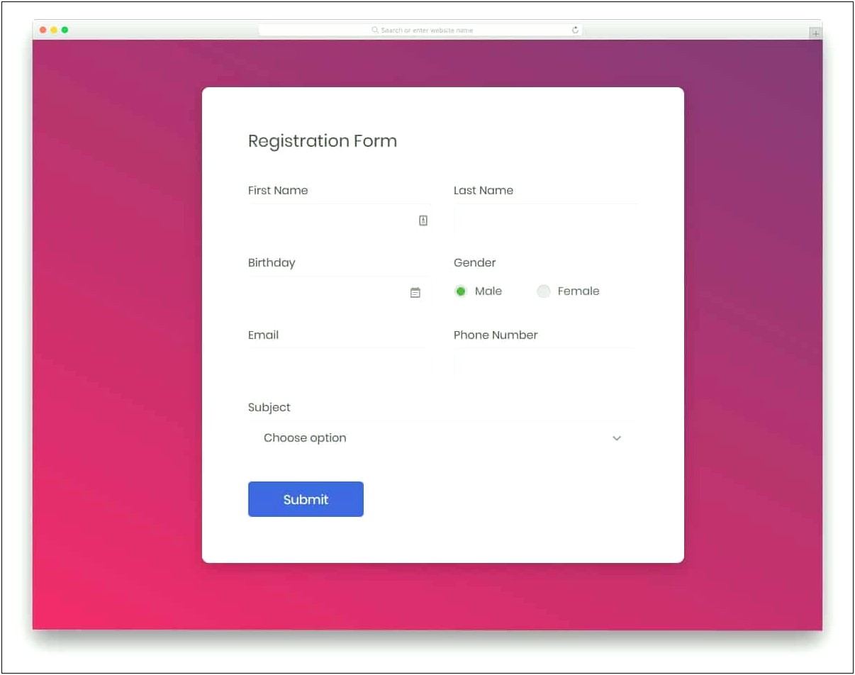 Html Signup Form Template Free Download