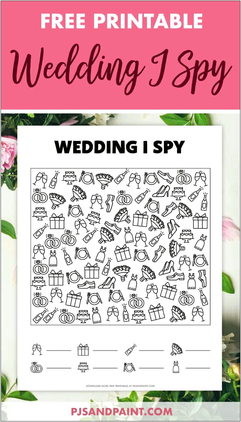 I Spy Wedding Game Free Template