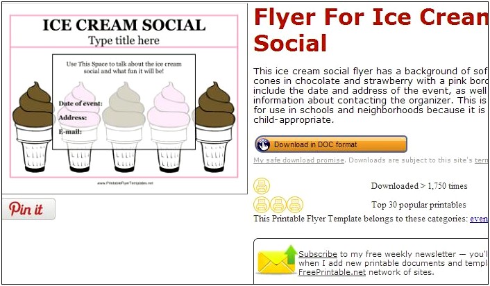 Ice Cream Social Word Template Free