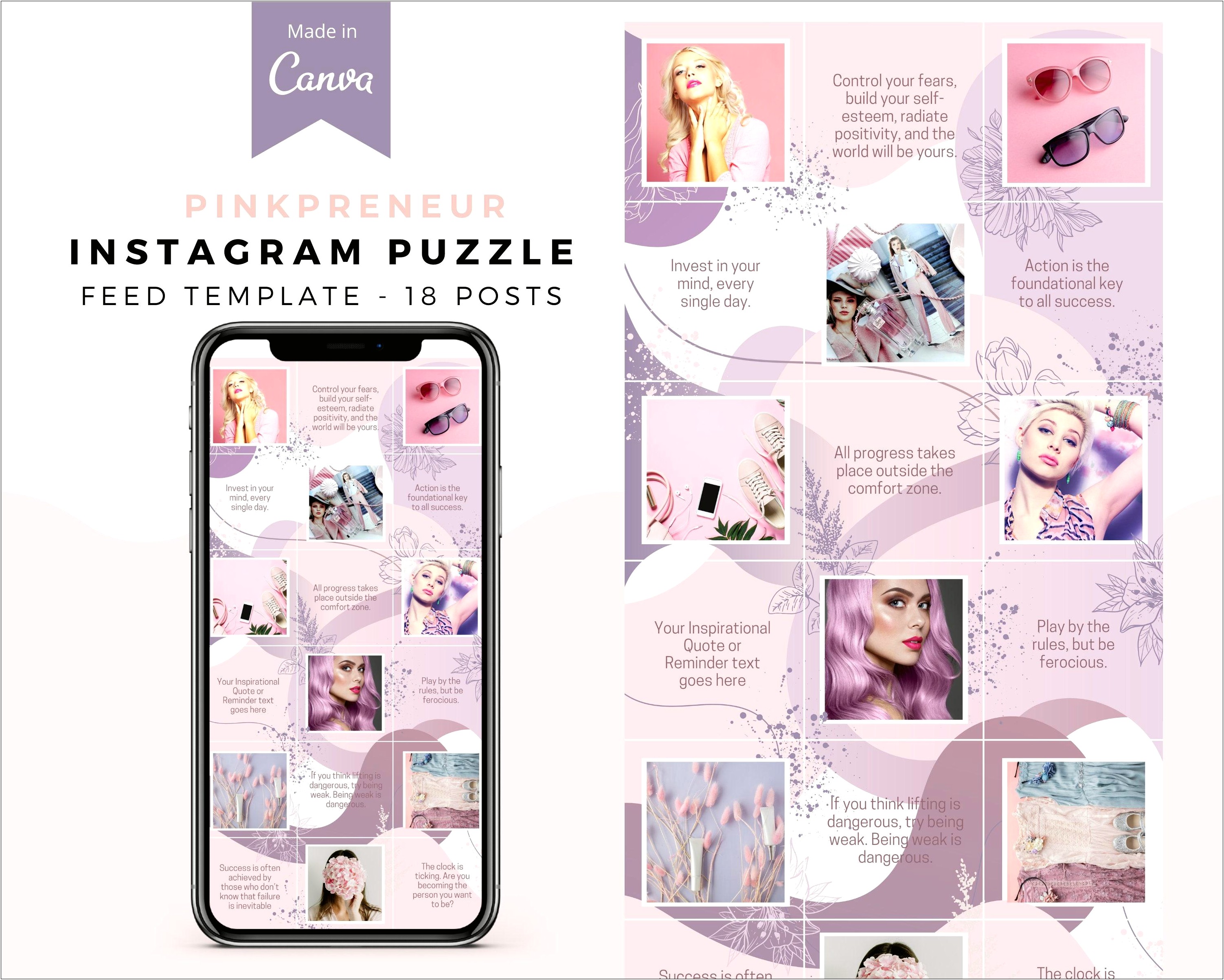 Instagram Puzzle Feed Template Canva Free