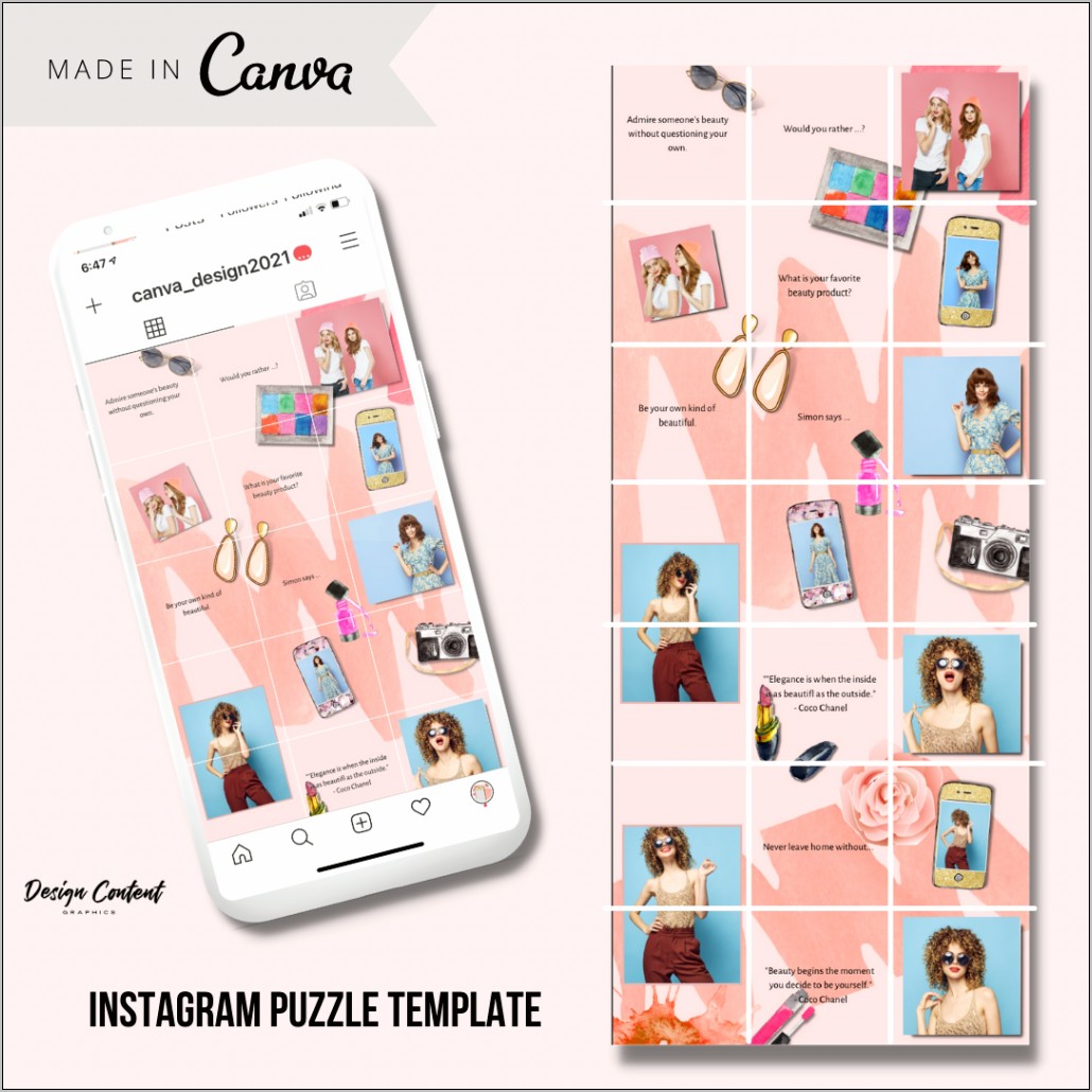 Instagram Puzzle Template Free Download Canva Resume Example Gallery