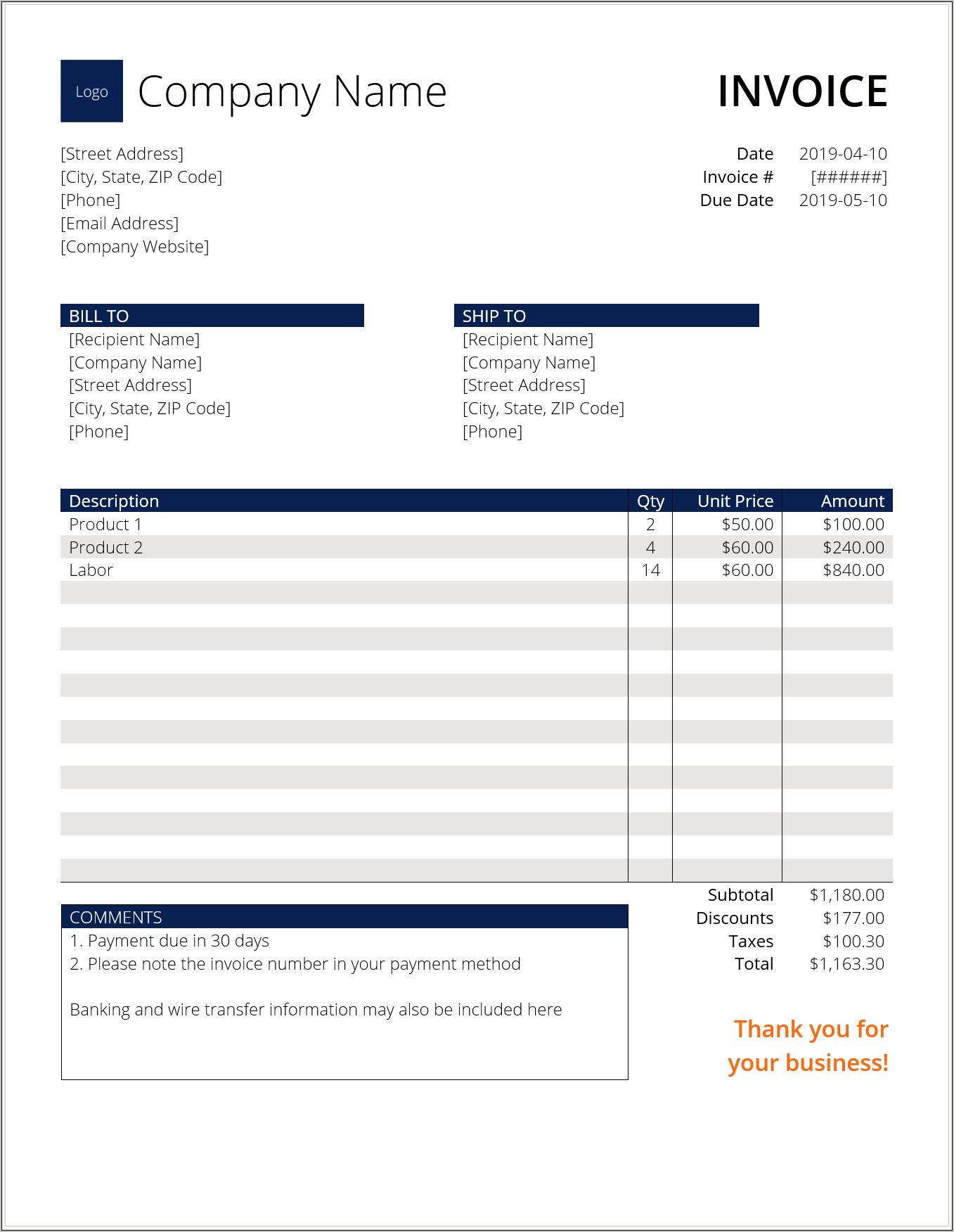 Invoice Terms And Conditions Template Free