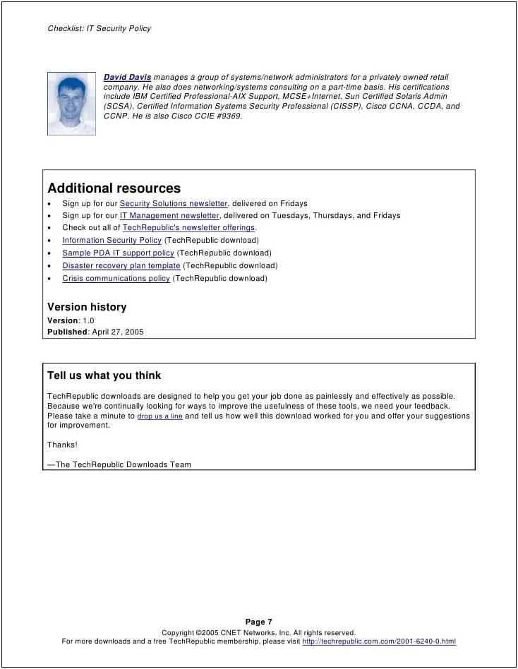 It Security Policy Template Download Free