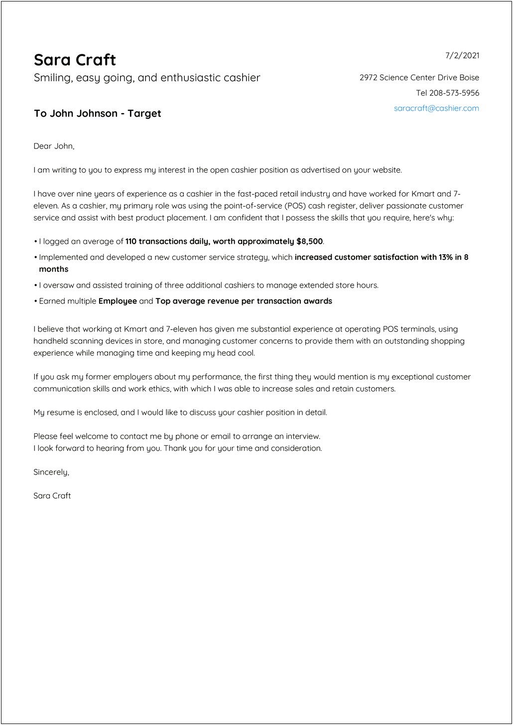 Job Application Cover Letter Template Free