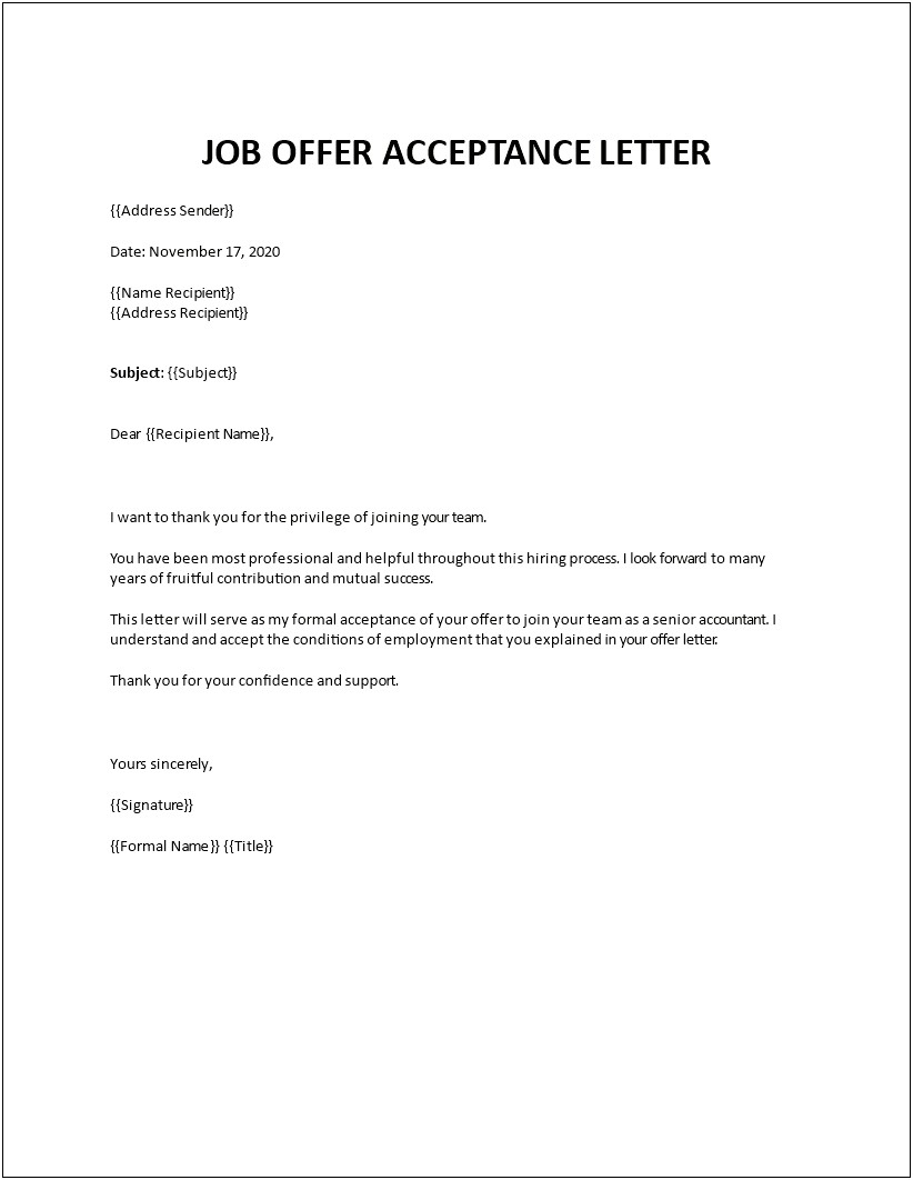 Job Offer Letter Template Free Download