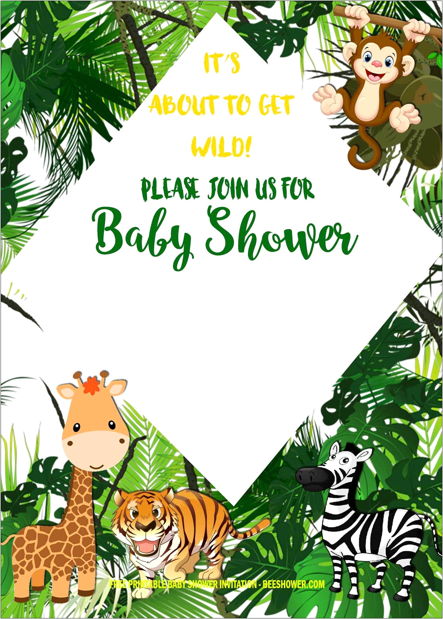 Jungle Baby Shower Invitations Free Template