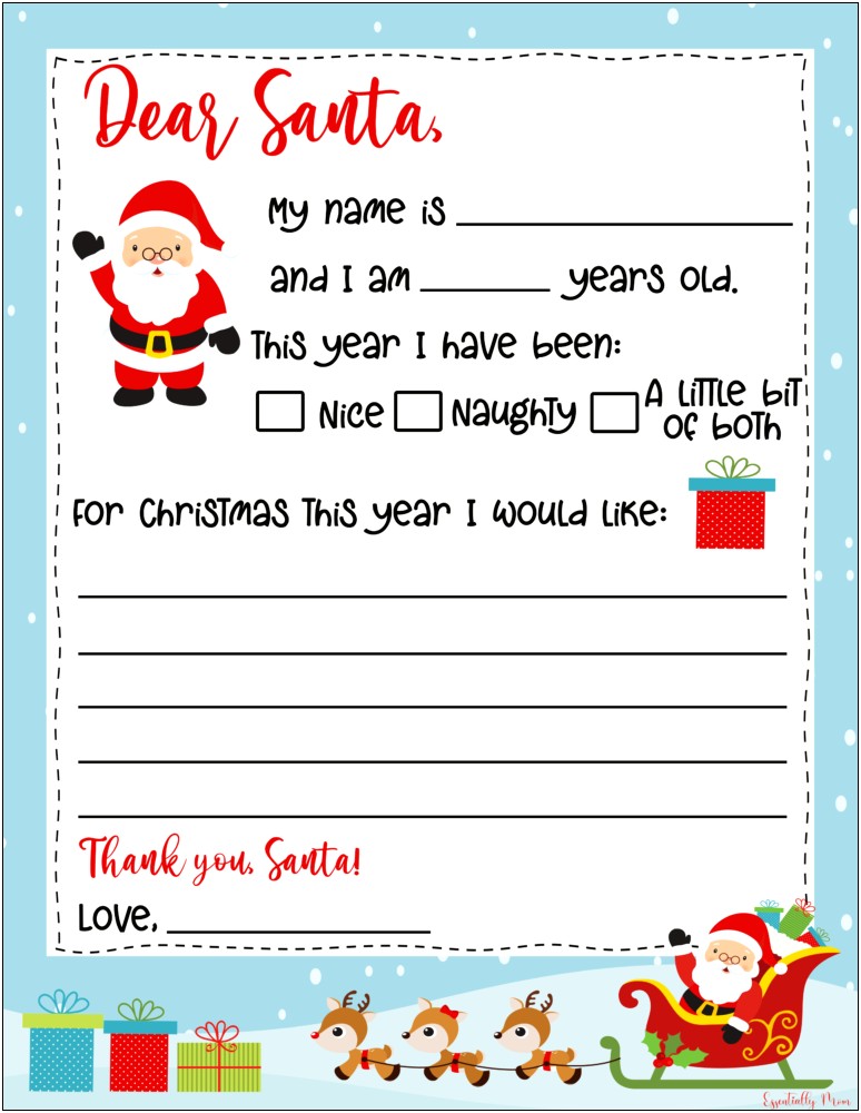 Letter From Santa Blank Template Free