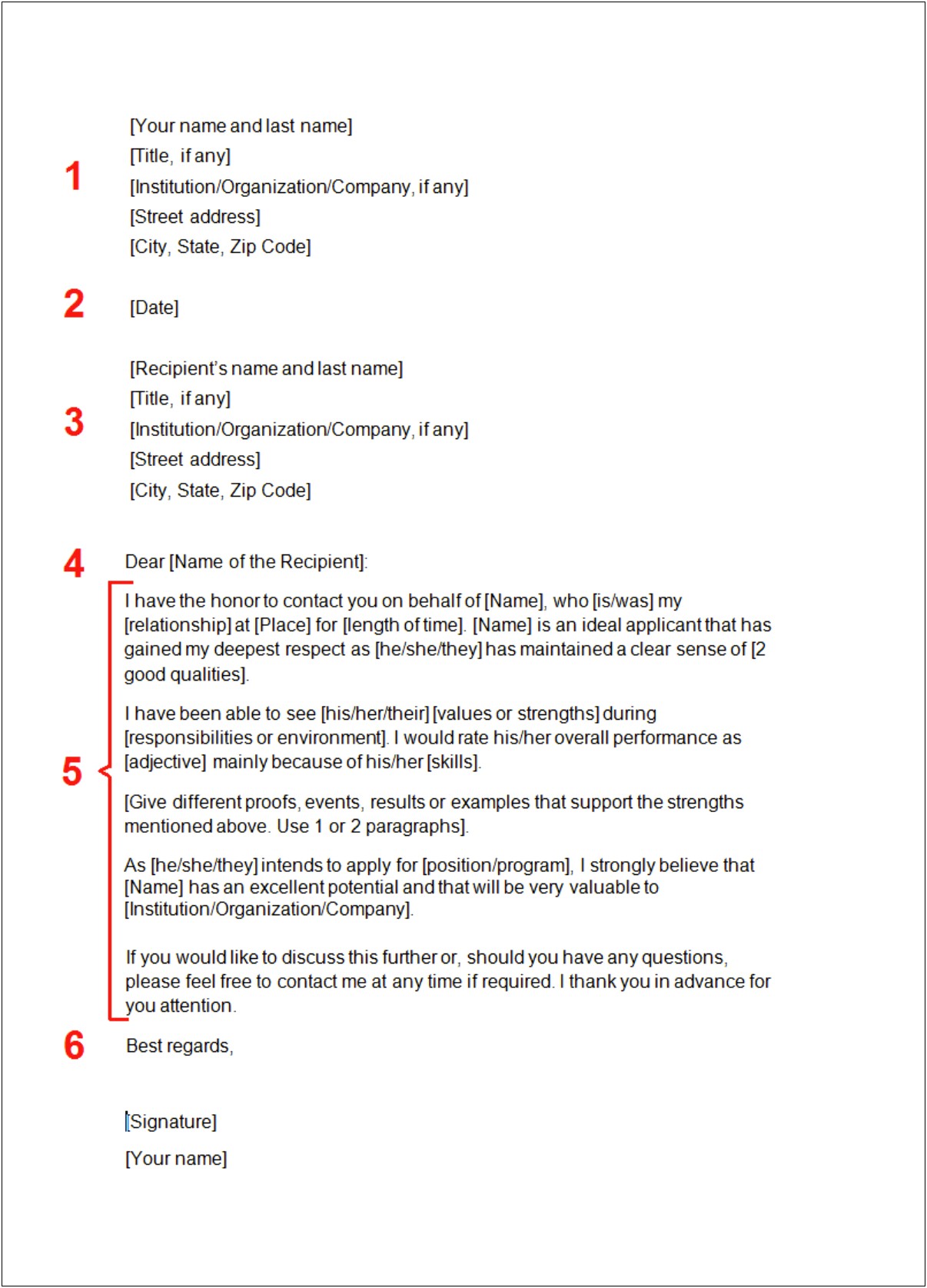 Letter Of Recommendation Template Free Download
