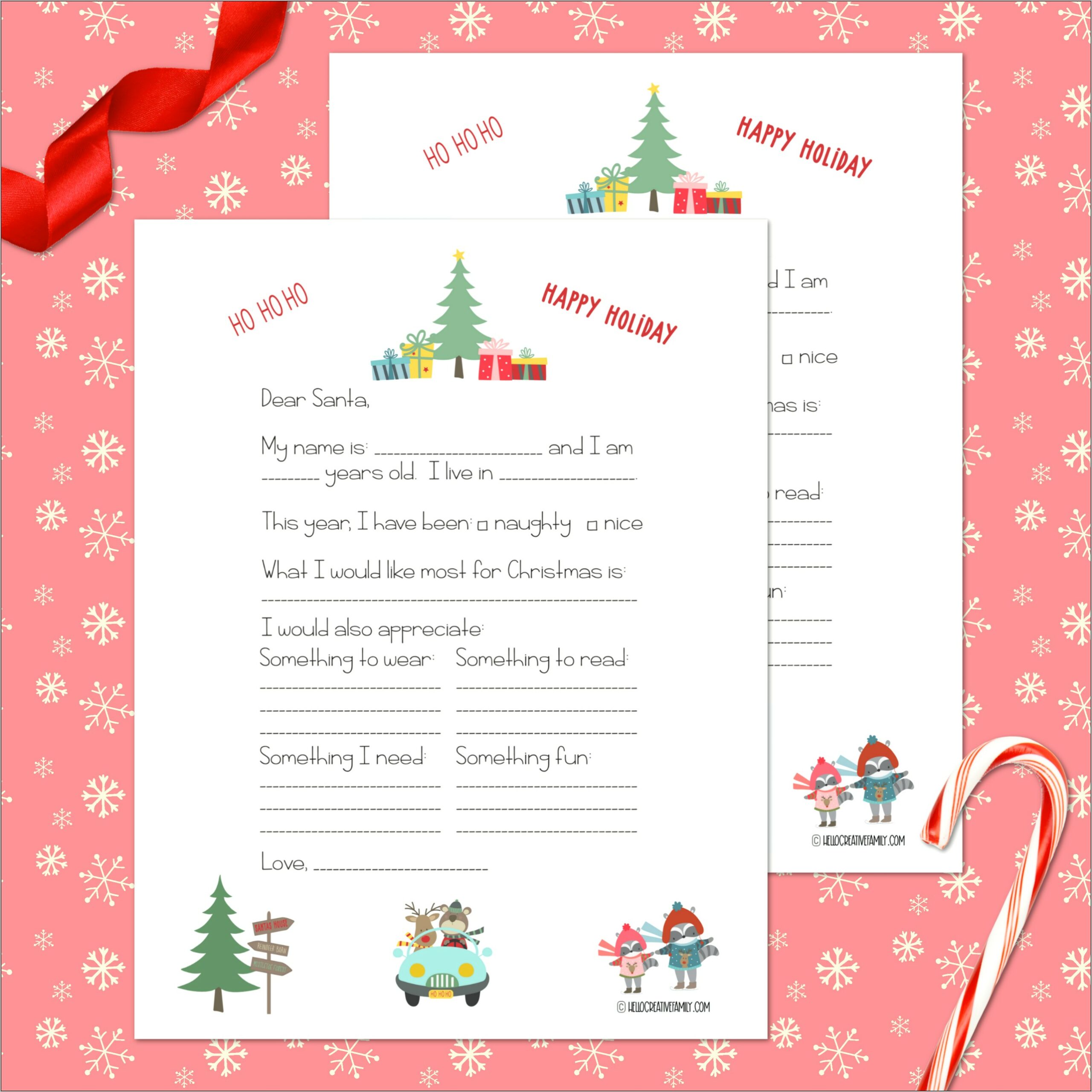 Letter To Santa Blank Template Free